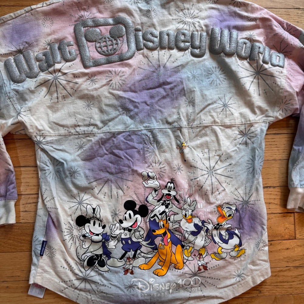 Disney 100 Years of Wonder Spirit Jersey Walt Disney World Tie Dye Silver XS - Picture 2 of 7